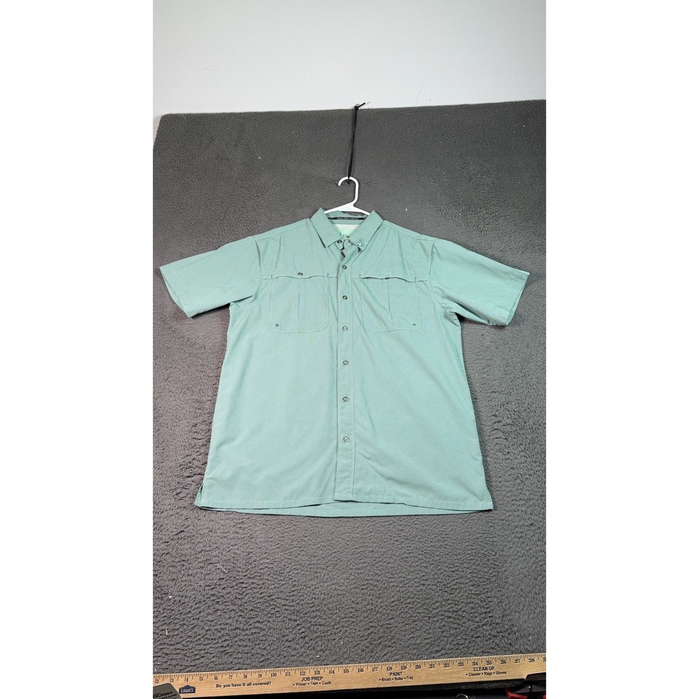 World Wide Sportsman‎ Shirt Mens Large Green Fishing Outdoor Vented Pockets Mesh